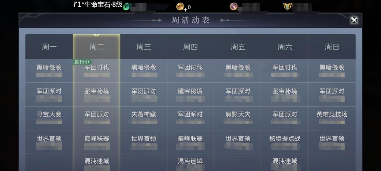 星期二在魔域中哪些活动更容易打？